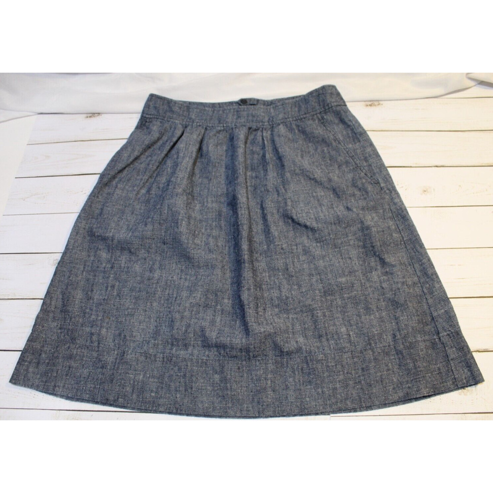 Eileen Fisher Women's XS Blue A-Line Skirt Hemp/Organic Cotton Zip Pockets